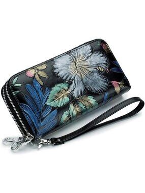 Stylish Women's RFID Blocking Leather Wristlet Wallet - Secure & Chic Accessory